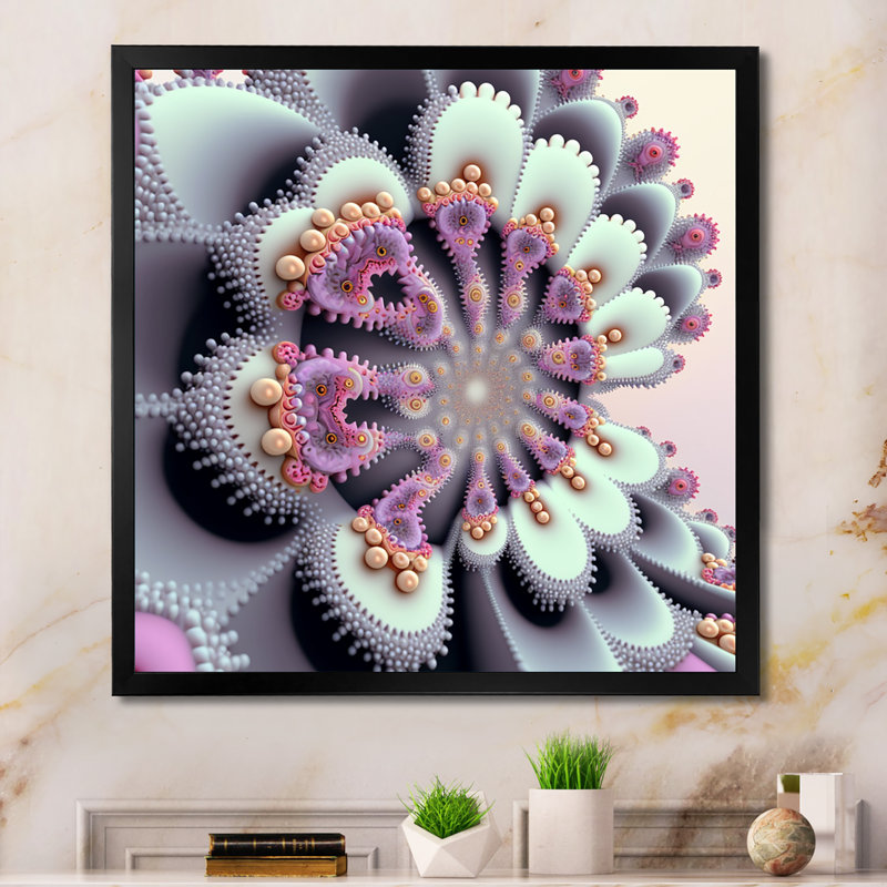 «Pastel Fractal Simplicity V», reproduction sur toile, Impression noire sur toile encadrée, H 16 po x l 16 po x P 1 po