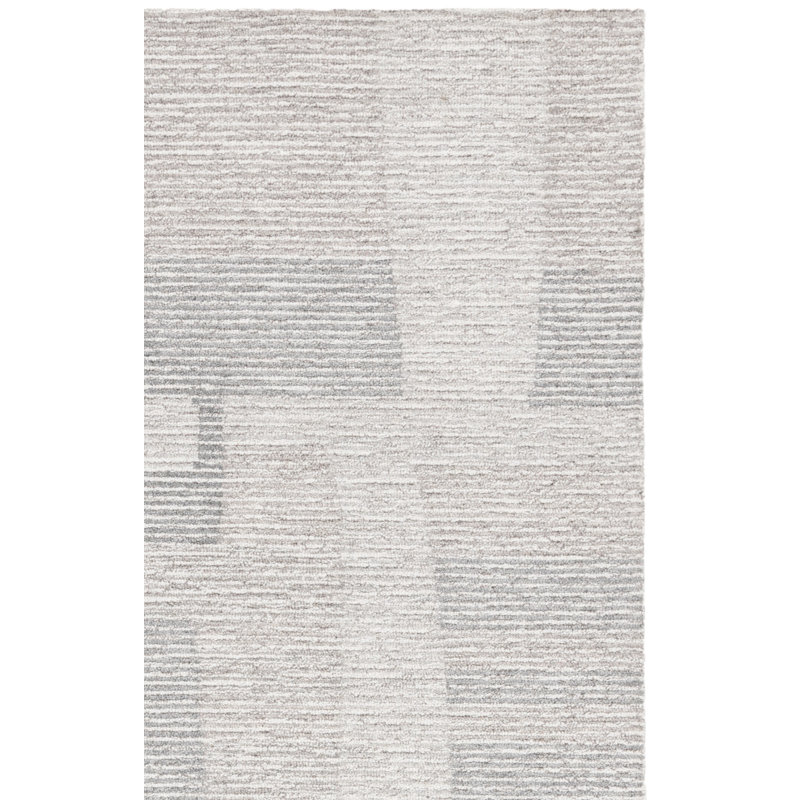 Johnpaul Ebony Hand Tufted Wool Cotton Abstract Rug in Grey/Beige, Rectangle 4' x 6'