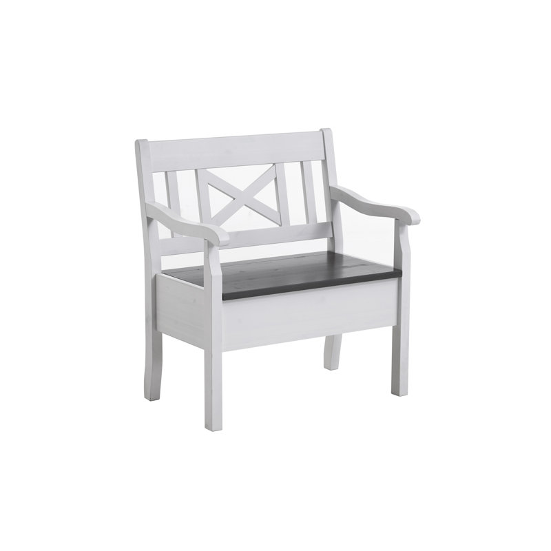 Manon Upholstered Storage Bench, White/Grey, ohne Armlehnen