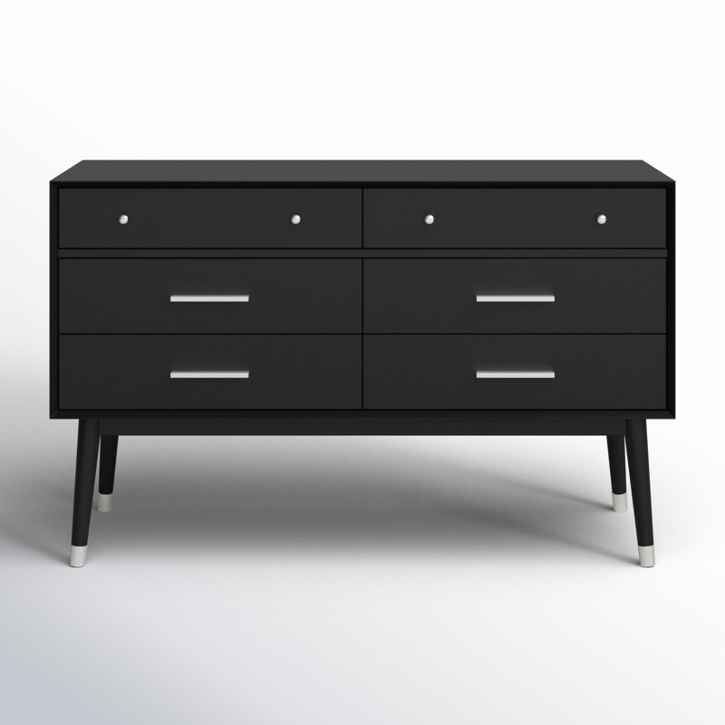 Samuel 56'' W 6 - Drawer Dresser, Black/Silver
