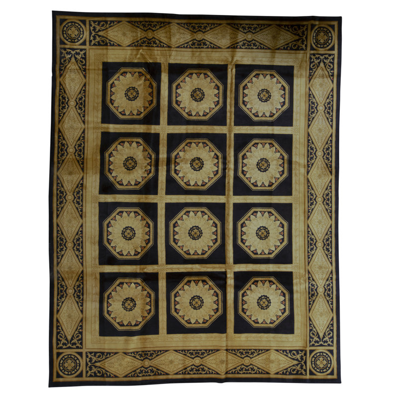Savonnerie Wool Geometric Area Rug
