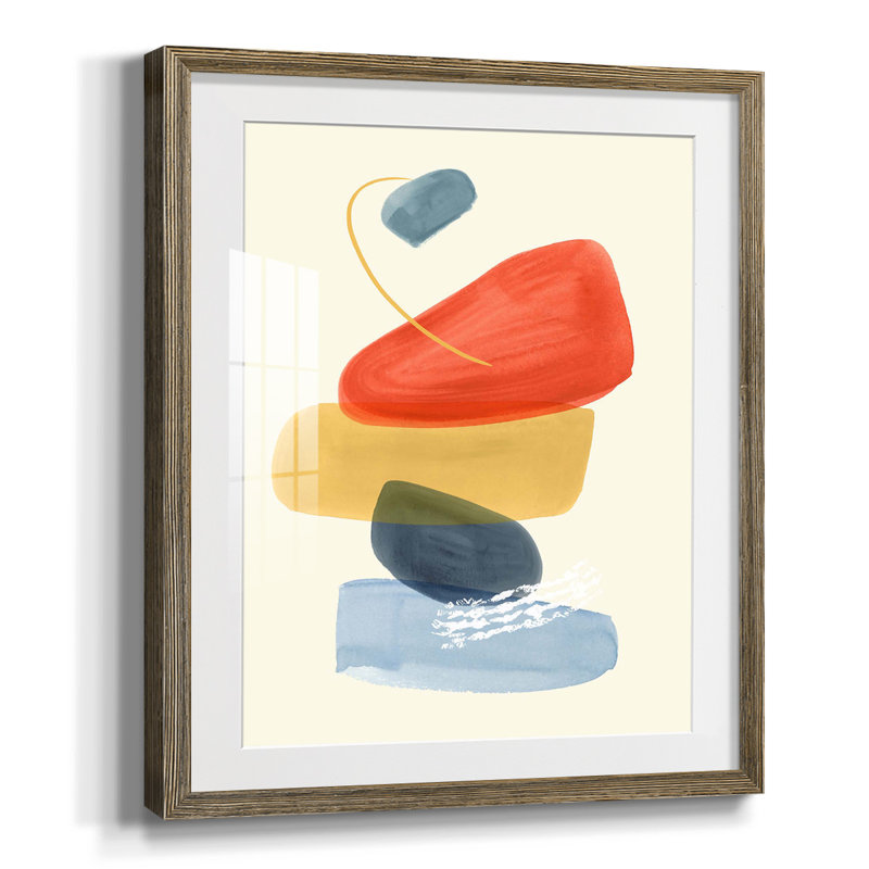 Ensemble de couleurs vives II, Papier avec cadre noyer, Blanc