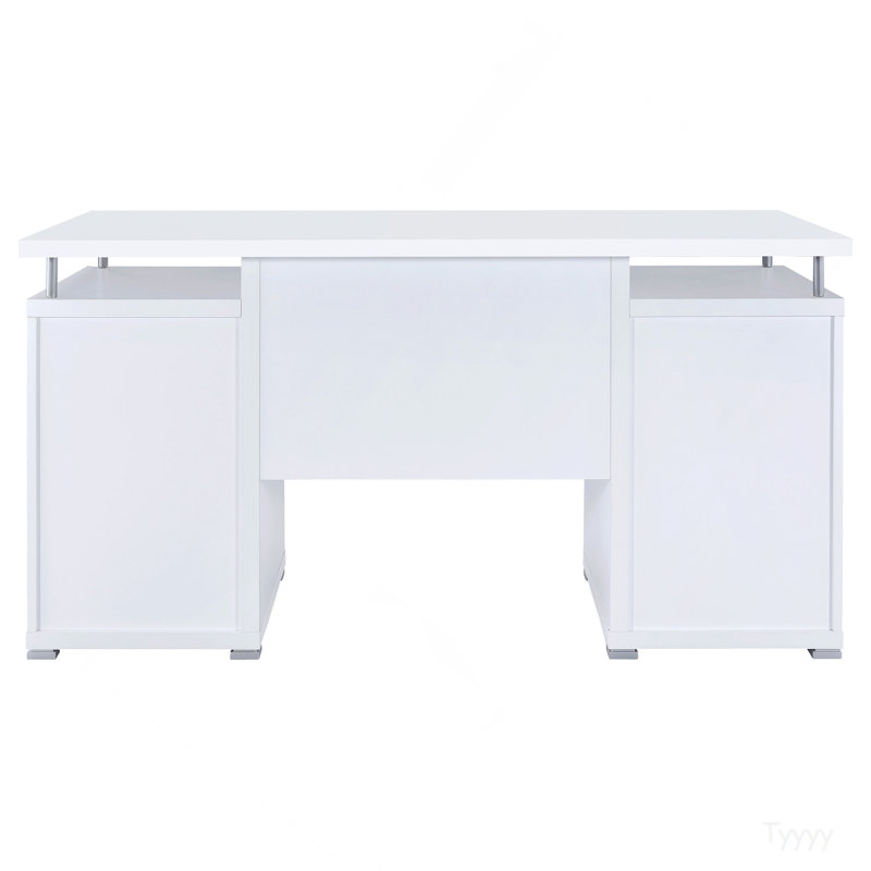 Bureau d'ordinateur blanc avec 2 tiroirs et armoire Rochelle