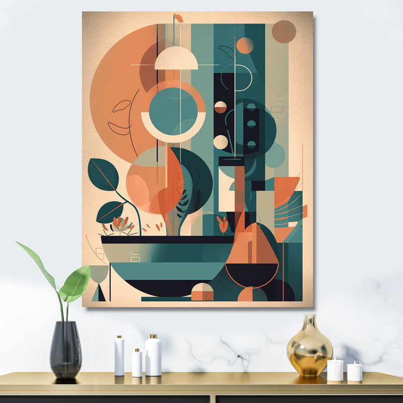 Impression sur toile encadrée orange et verte Mid Century Momentum II, H 20 po x l 12 po x P 1 po, Toile tendue