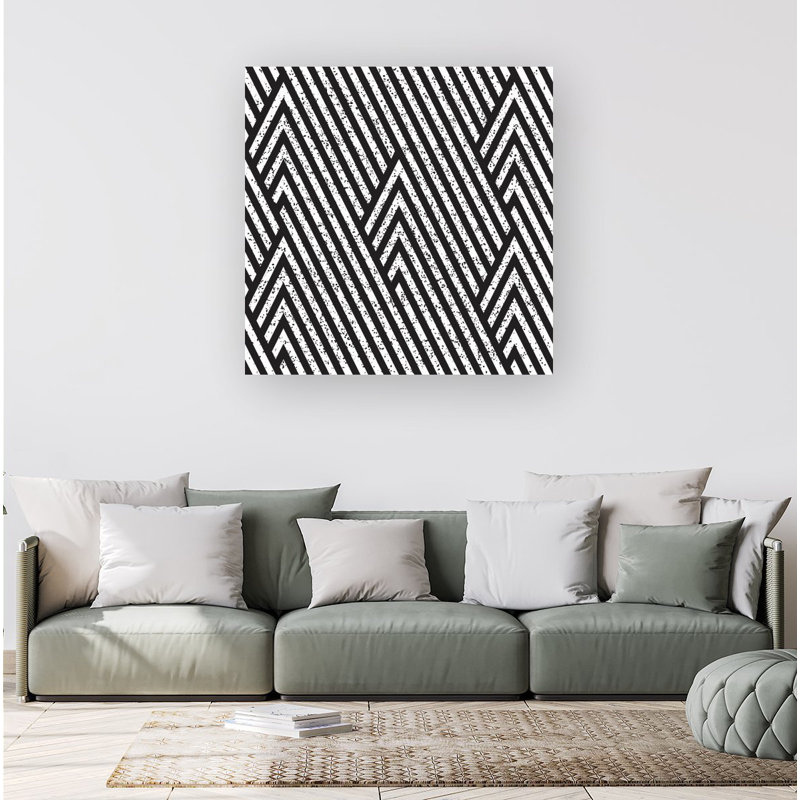 Oblique Grunge Pattern - Wrapped Canvas Print, 16cm H x 16cm W x 3.8cm D