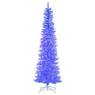 Sky Blue Pencil Artificial Christmas Tree with Blue LED Lights