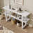 Wood Console Table with  Open Shelf,  Marble-Effect Top-1453518450