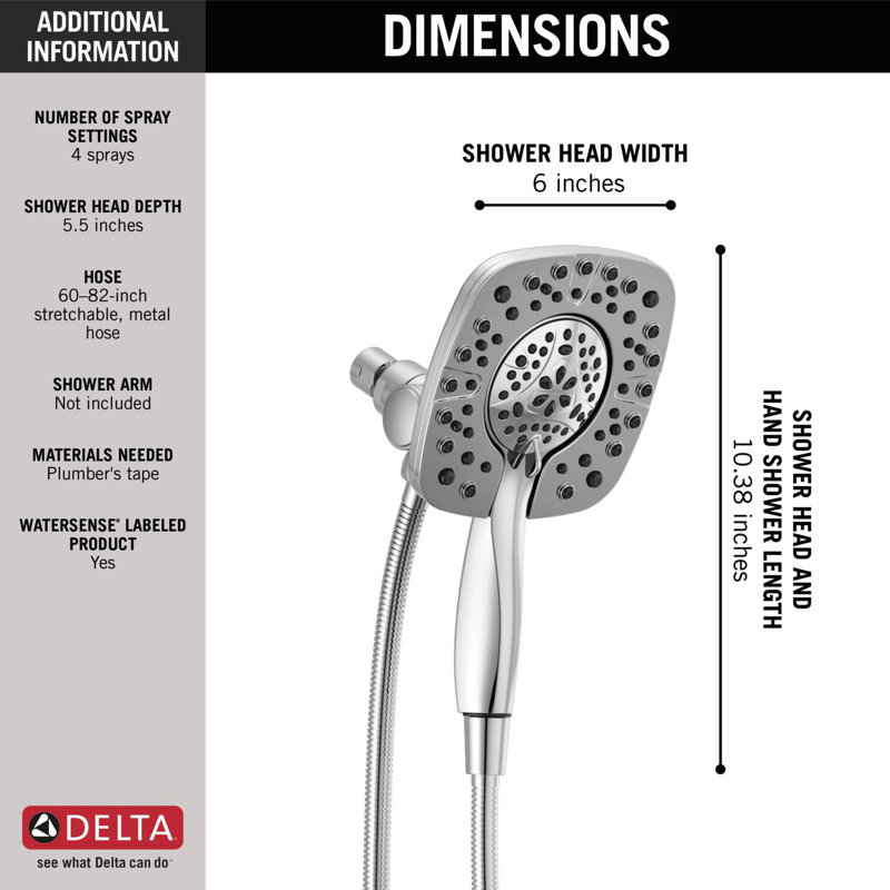 Pomme de douche double à 4 jets avec douchette In2ition, Chrome chrome