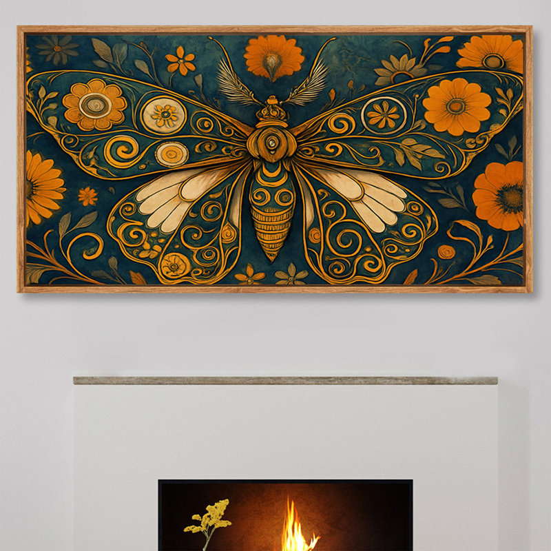 Très grand art mural sur toile encadré, impression de papillons et de fleurs pour chambre à coucher, salle à manger