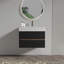 Meuble-lavabo de 30 pi avec lavabo en quartz d'ingénierie et tiroirs noirs doux, meuble-lavabo mural flottant pour salle de bain moderne, lavabo blanc brillant une pièce, KD