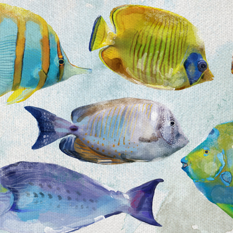 « tropical swim »-sans cadre, reproduction d’art sur toile, H 12 po x l 36 po x P 1,5 po