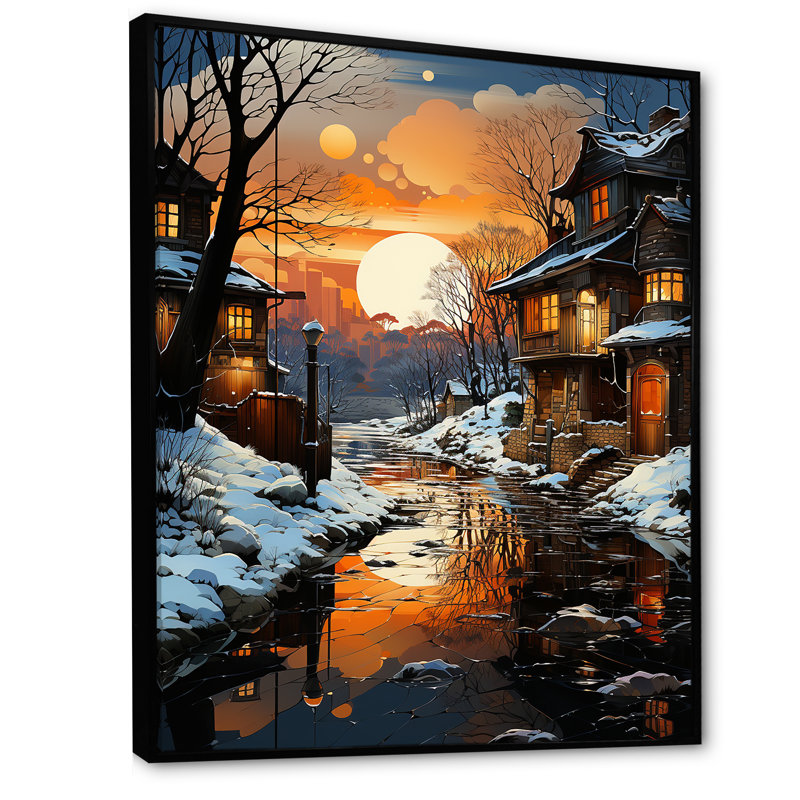 «Industrial Landscape Topaz Twilight I», reproduction sur toile, Cadre flottant noir, H 32 po x l 16 po x P 1 po