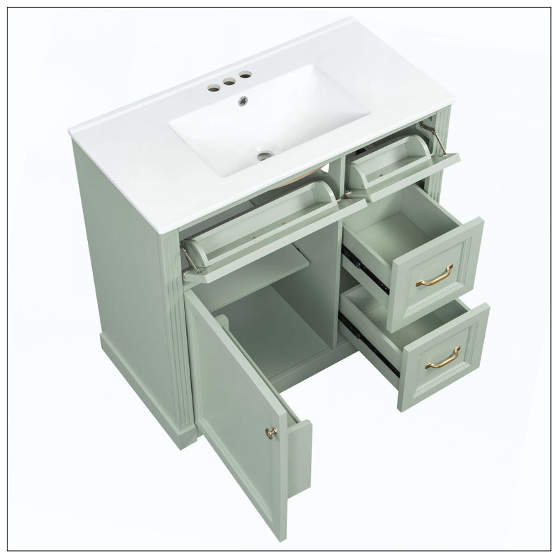 Tablette de meuble-lavabo en céramique Modern, Vert