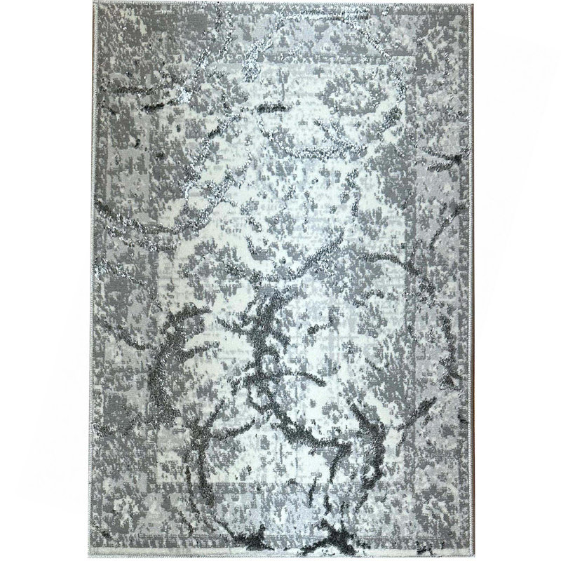 Luxury Area Rug With Circles Abstract Design, Rectangle 2'8" x 5'