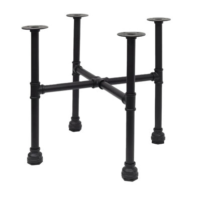16 Inch Industrial Pipe Legs, Rustic Iron Legs For Custom Tables And Furniture, DIY Heavy Duty Metal Legs For Farmhouse Home Décor, Matte Black