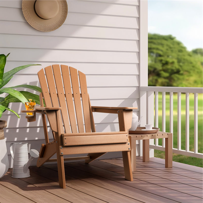 Uniopolis Foldable Outdoor Adirondack Chair, Brown