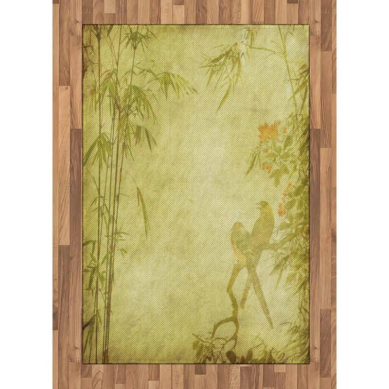 Asian Themed High Density Long Fiber Poly Threads Decorative Area Rug Carpet, Rectangle 4' x 5'8"