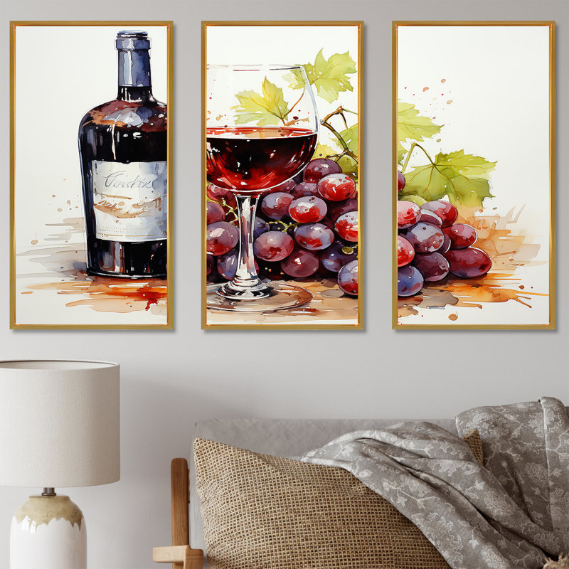 «Balayage de bourgogne bordeaux», art mural vin, Cadre flottant doré, H 28 po x l 36 po