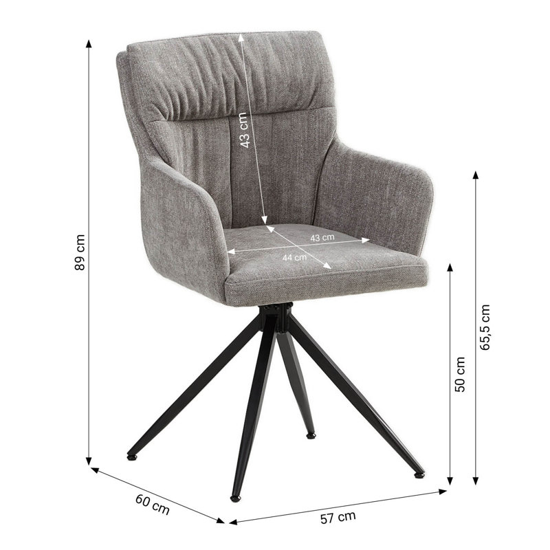 Hearston Linen Upholstered Dining Chair in Grey, 2