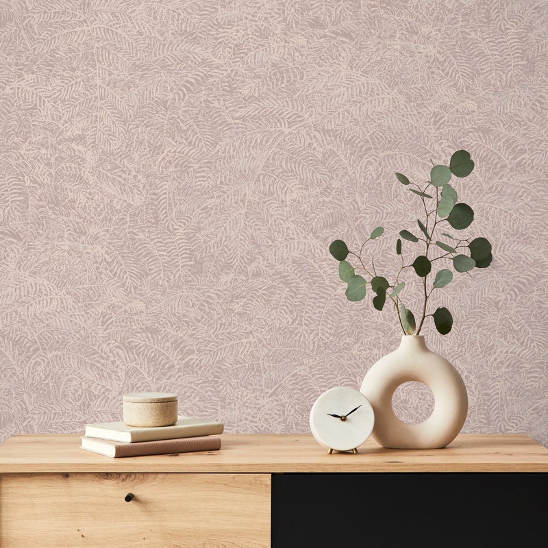 Papier peint texture fougère, Rose