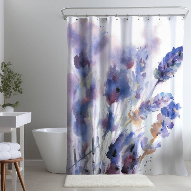 Floral – Polyester Shower Curtain, Dye Sublimation Print, 71" W × 74" L