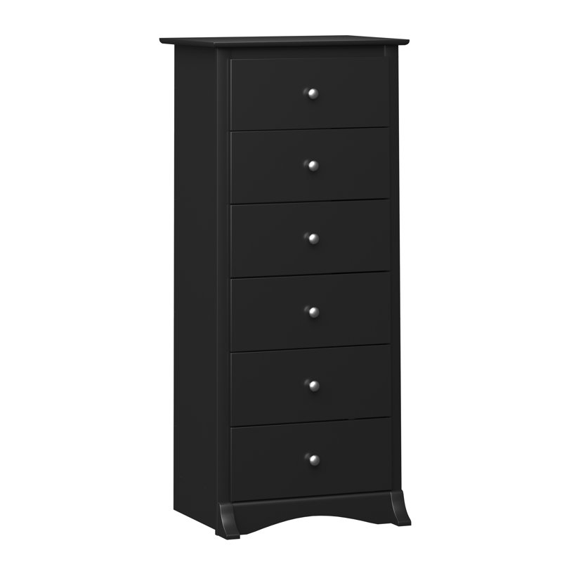 Wahhaj 52.75" Tall 6-Drawer Dresser, Chest of Drawers, Storage for Bedroom, Living Room, Office, 19"D x 23.25"W x 52.75"H, Black