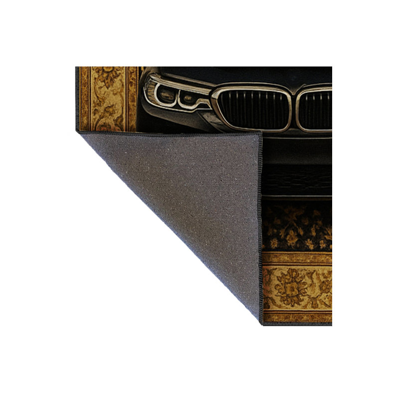 Tapis bleu tissé lavable rétro Mosso, 2' x 2'11"