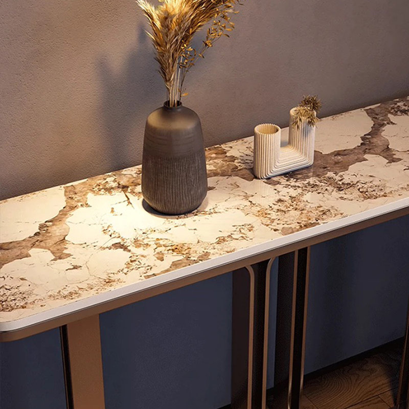 Table de hall d'entrée italienne de luxe, H 33,5 po x l 39,4 po x P 13,8 po, Ivoire blanc