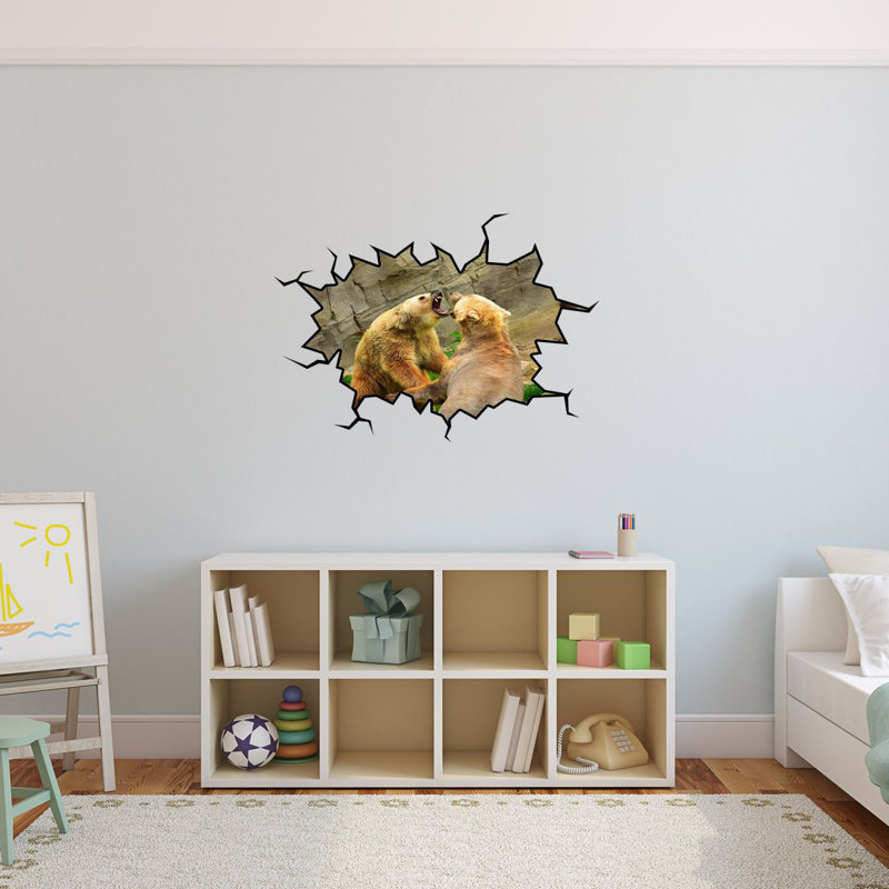 Décalcomanie murale ours animal zoo grizzly, H 28 po x l 36 po x P 0,01 po