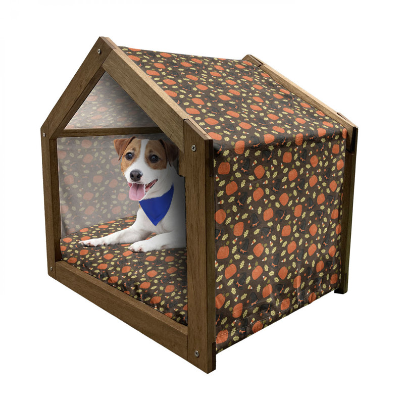 Niche pour chien en bois taupe, H 32,28 po x l 39,37 po x P 28,35 po