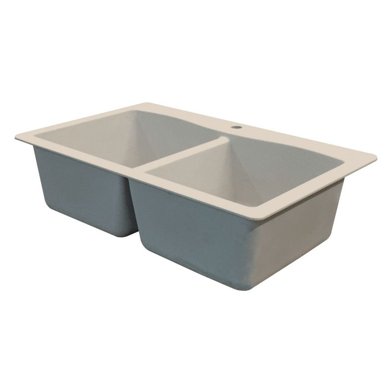 Aversa 33'' L Double Bowl Kitchen Sink, Cafe Latte