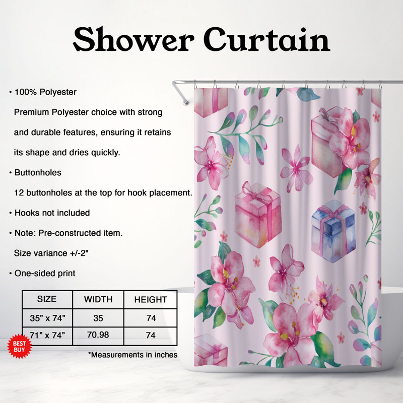 Rideau de douche Tender Gift - Premium, H 74 po x l 71 po