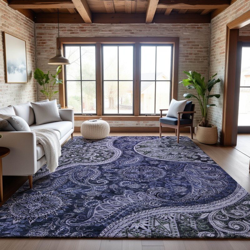 Premium Machine Washable Jamestown AMF1078 Swirl Rug, Rectangle 10' x 14'