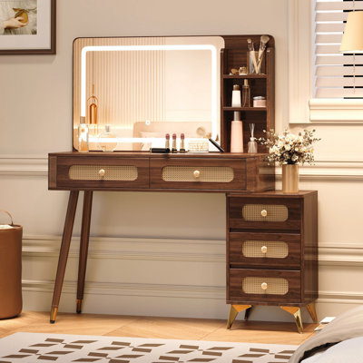 Makeup Vanity with Mirror and Lights by Wrought Studio