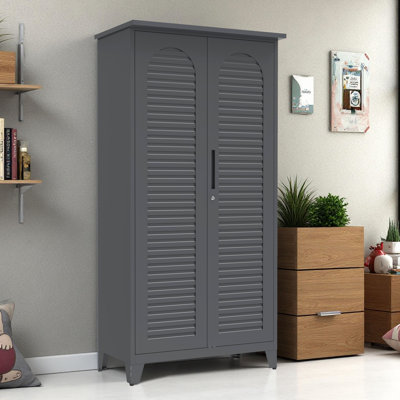 73'' Tall Metal Tool Storage Cabinet, With Ample Storage Space For Garage,Warehouse,Garden,Office, Living Room,Bathroom,Utility Room ( Slate )
