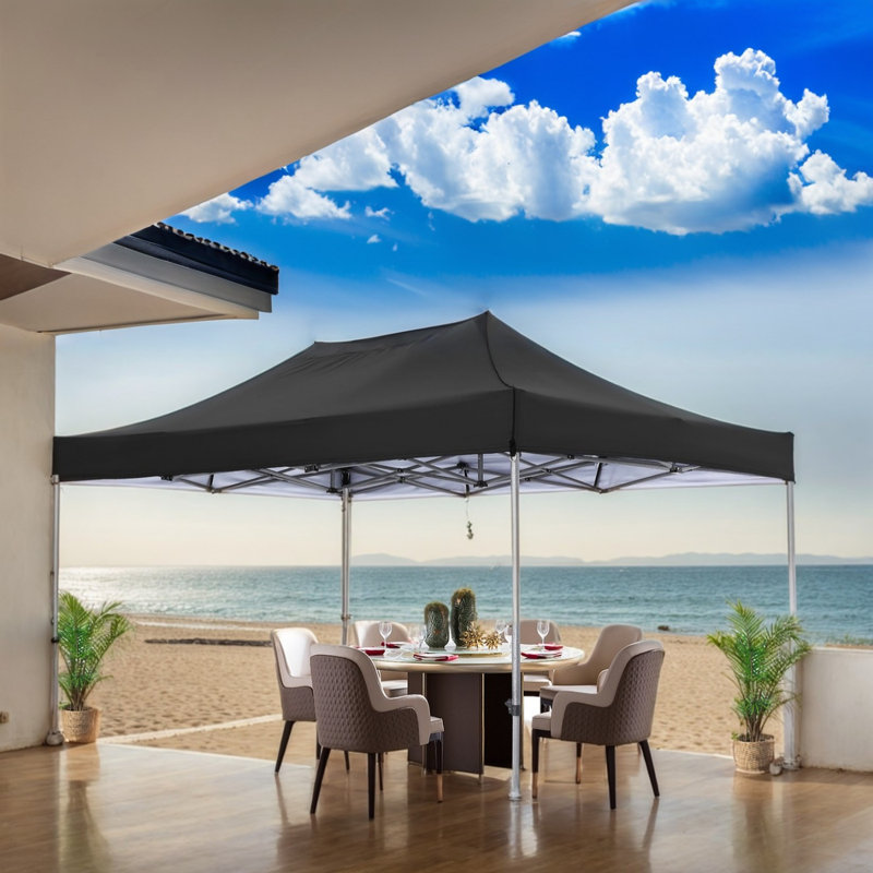COBIZI 10x15 Black Heavy Duty Pop-Up Canopy Tent with Sidewalls