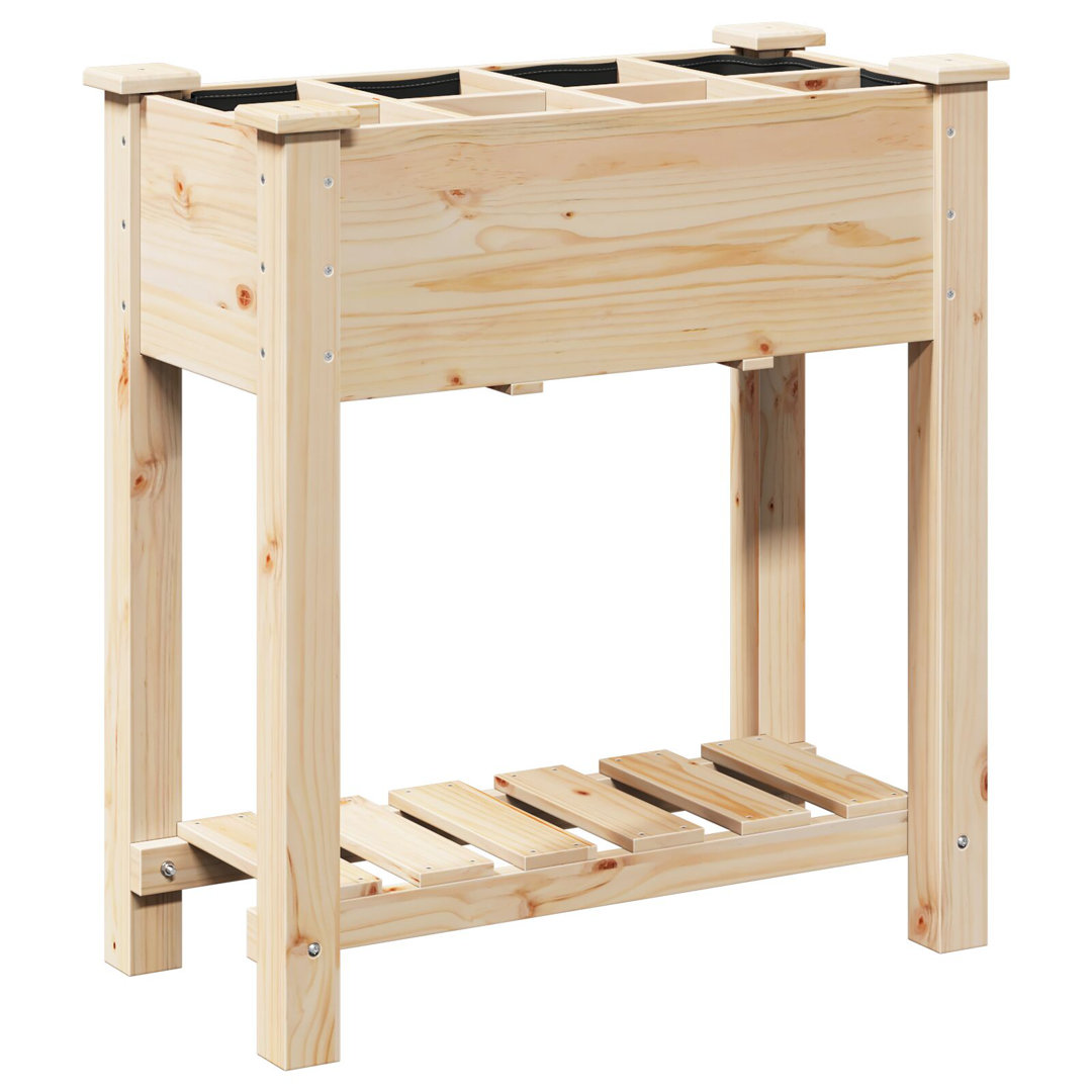 Garden Planter with Shelf Solid Fir Wood Outdoor Wooden Terrace