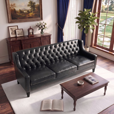 Canapé trois places de 200 cm (78,75 po), style moderne du milieu du siècle, avec dossier capitonné et coussins confortables