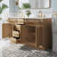 Meuble-lavabo autoportant en bois massif l 60 po x H 35 po avec comptoir en marbre de culture blanc et double lavabo en céramique, chêne-38237335-38237333