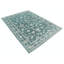 Tapis vert en laine noué à la main 5,7 x 7,6 pi avec motif floral All-Over