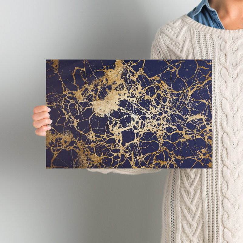 Calimas Indigo par Oliver Gal - impression d'art graphique, H 10 po x l 15 po x 1,5 po, Toile tendue