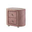 1pièce table de chevet en velours rose rembourrée avec deux tiroirs et pieds en métal chromé