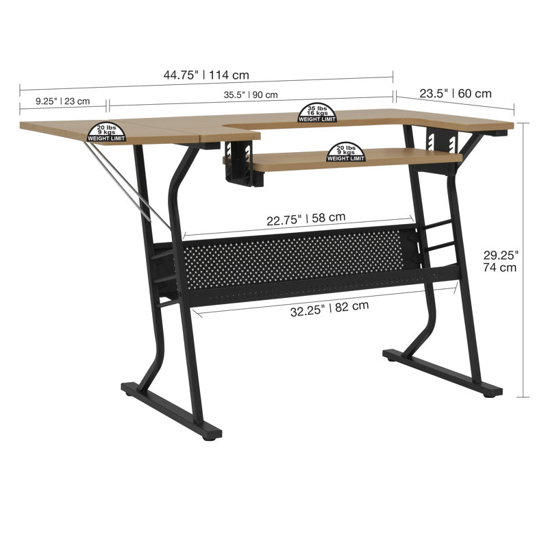 44.75" W x 23.5" D Sewing Table with Sewing Machine Platform, Maple