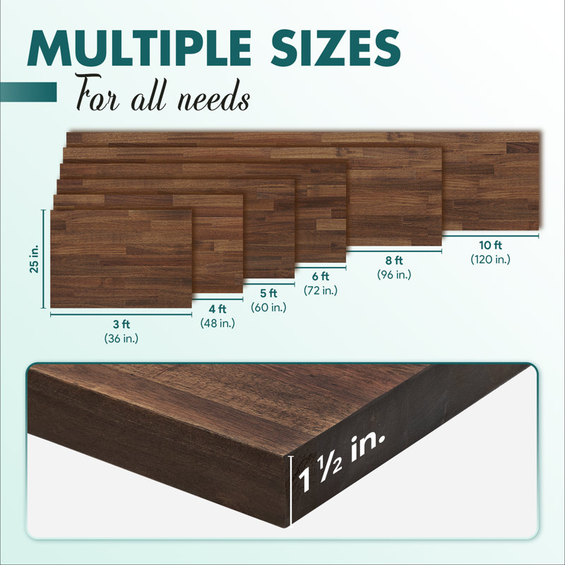 Gladys Acacia Solid Wood Butcher Block Countertop for DIY Kitchen Top, Dining Table Top, Desk Top, 1.5in Thick, 12/25in Width