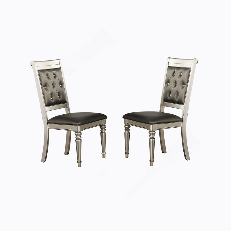Chaises de salle à manger avec dossier capitonné, argent (ensemble de 2)