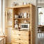 Vitrine de rangement avec portes en verre et 4 tiroirs intégrés-110084459
