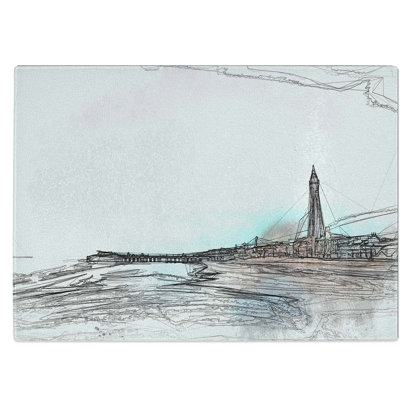 Tempered Glass Blackpool Tower & Beach Chopping Board