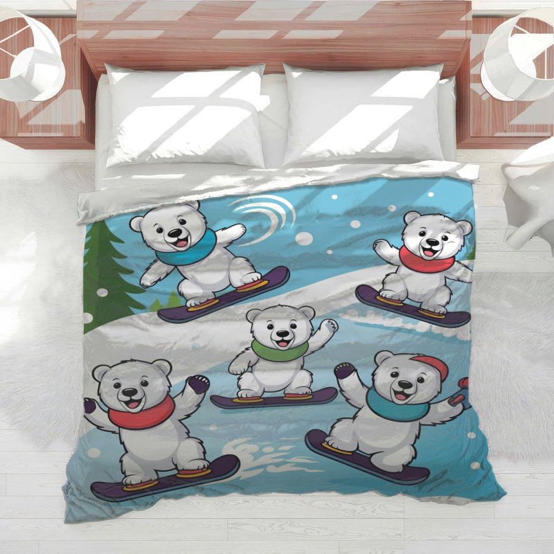 Polar Bears Snowboarding Comforter, Twin Extra Long