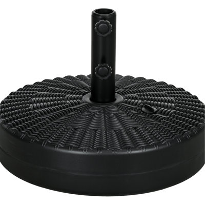 64 Lbs. Heavy Duty Umbrella Base: Fillable With Steel Holder For 1.5" Or 2" Poles, Black, Elevates Outdoor Atmosphere Around Lawn, Deck, Poolside Base Outdoors: Holder, Pole Fit, Improves Style