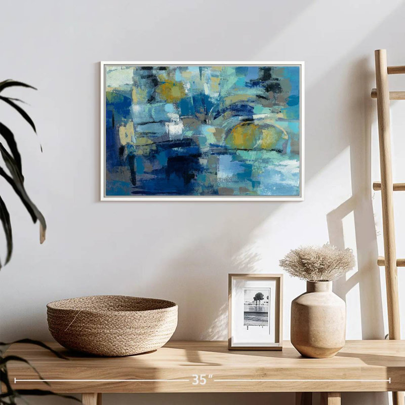 Ultramarine Waves III, 19 po x 13 po, Cadre flottant blanc